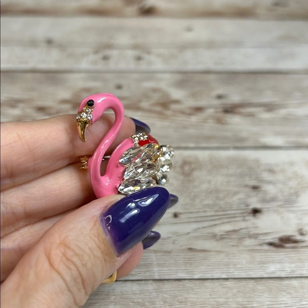 Pink and Gold Flamingo Brooch